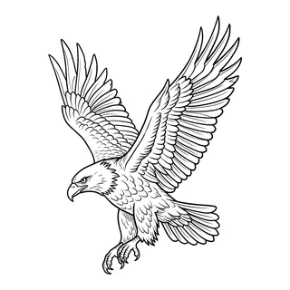 Black and white linework eagle tattoo design, outline stencil for a wrist tattoo