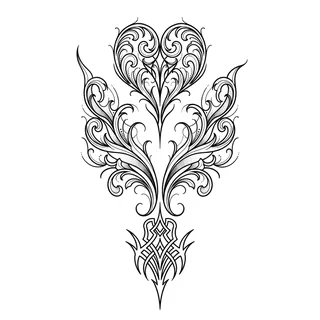 Black and grey ornamental ornament tattoo design, drawn flat for a wrist tattoo