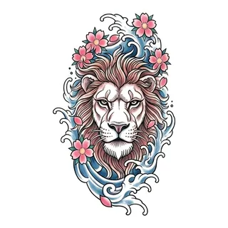 Color Japanese tattoo design, drawn flat for a wrist tattoo
