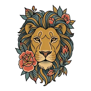 Color neo traditional tattoo design, drawn flat for a wrist tattoo