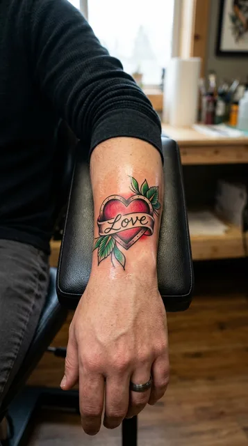 Heart tattoo on the wrist