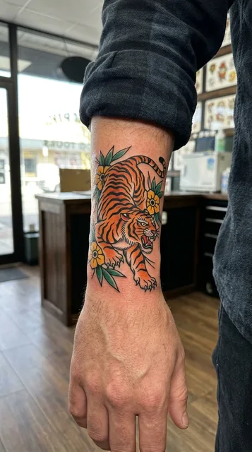 Tiger tattoo on the wrist